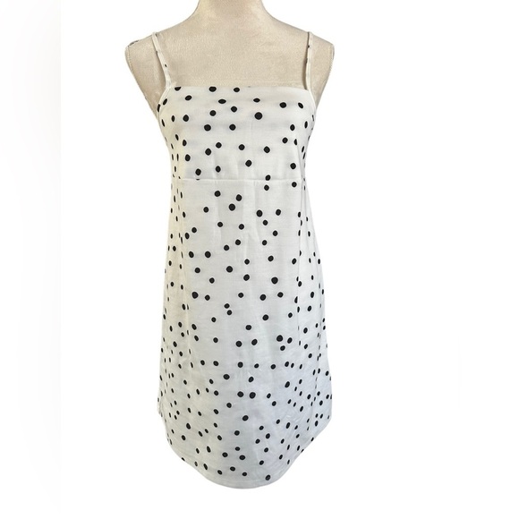 Zara Dresses & Skirts - Zara white black polka dot spaghetti strap mini dress